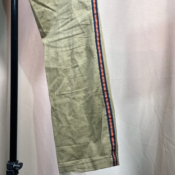 Anthropologie Green and Orange Navy Side Stripe Straight Relaxed Leg Pants SZ 28 - Picture 12 of 15
